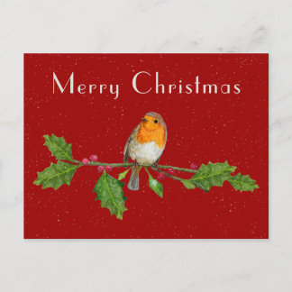 Navidades de acuarela Tarjeta de saludo Robin