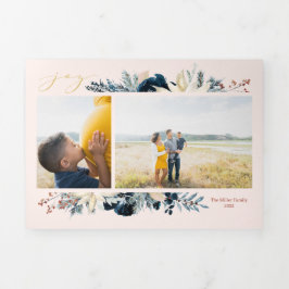 Navidades de Alegría Azul y Oro Profundo Tarjeta d