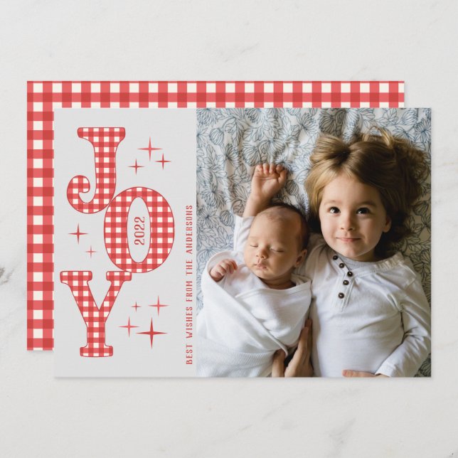 Navidades de alegría y tarjeta de foto de Año Nuev (Anverso / Reverso)