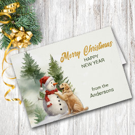 Navidades de Amigo Snowman de Golden Retriever