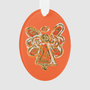 Navidades de ángel del naranja Guardian Ornamentos