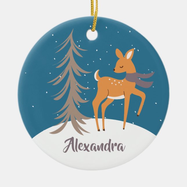 Navidades De Animales De Woodland Ornamento De Cer (Frente)