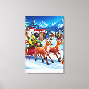 Navidades de animales festivos de lienzo Art 24"x
