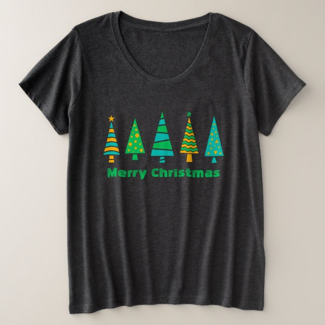 Navidades De Árboles Fir Más Camiseta De Tamaño (Anverso del diseño)