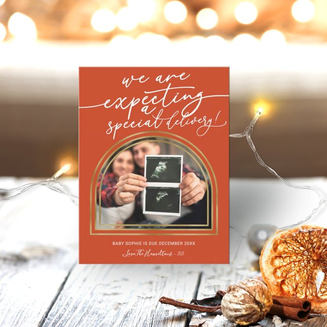 Navidades de Arco Moderno Invitación de Embarazo (Subido por el creador)