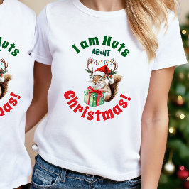 Navidades de ardilla iluminan camiseta para mujer