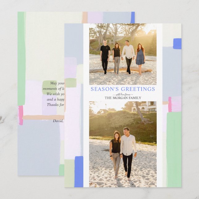 Navidades de arte coloridos tarjeta de felicitació (Anverso / Reverso)