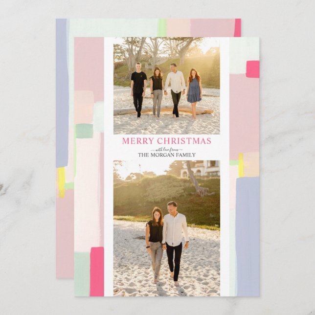 Navidades de arte coloridos tarjeta de felicitació (Anverso / Reverso)