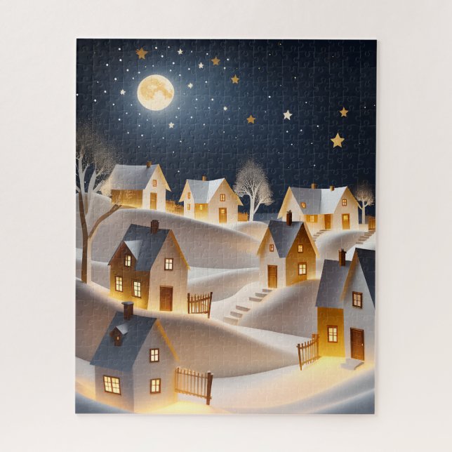 NAVIDADES DE ARTE DE WINTER VILLAGE JIGSAW PUZZLE (Vertical)