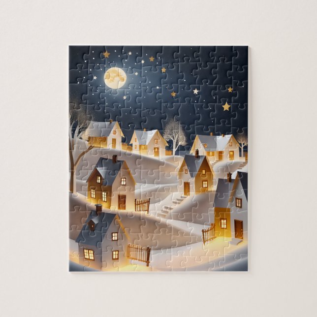 NAVIDADES DE ARTE DE WINTER VILLAGE JIGSAW PUZZLE (Vertical)
