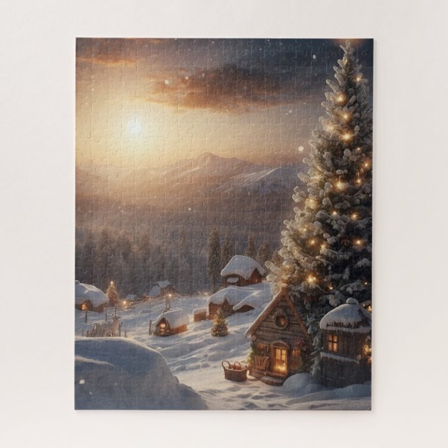 NAVIDADES DE ARTE DE WINTER VILLAGE JIGSAW PUZZLE (Vertical)