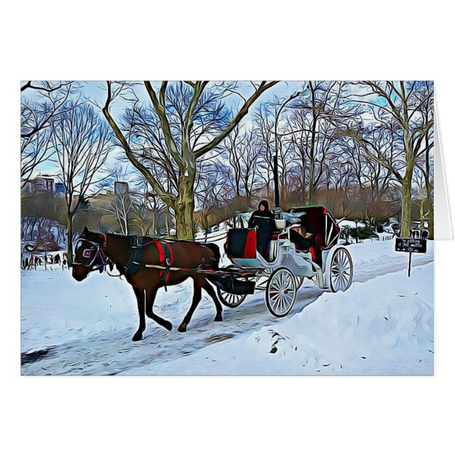 Navidades de arte digital de caballos de invierno  (Anverso (Horizontal))