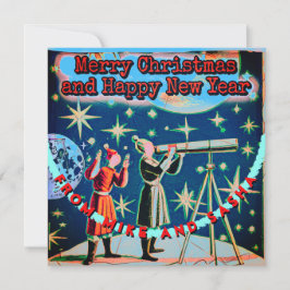 Navidades de astrónomos de estilo vintage telescop