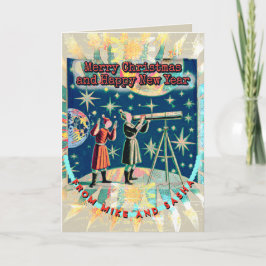 Navidades de astrónomos de estilo vintage telescop
