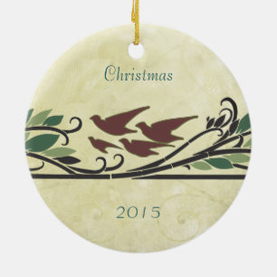 Navidades de Aves Vintage Parejas Foto Ornamento