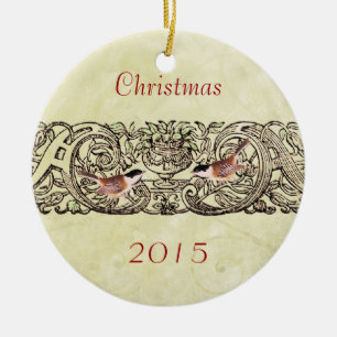 Navidades de Aves Vintage Parejas Foto Ornamento