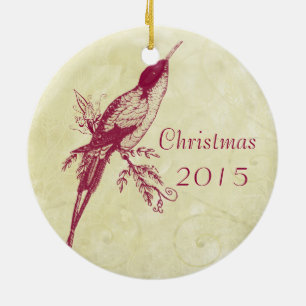 Navidades de Aves Vintage Parejas Foto Ornamento