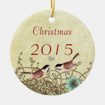 Navidades de Aves Vintage Parejas Foto Ornamento