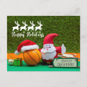 Navidades de baloncesto con tarjeta de Santa Claus