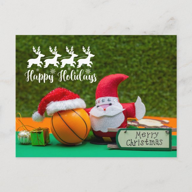 Navidades de baloncesto con tarjeta de Santa Claus (Anverso)