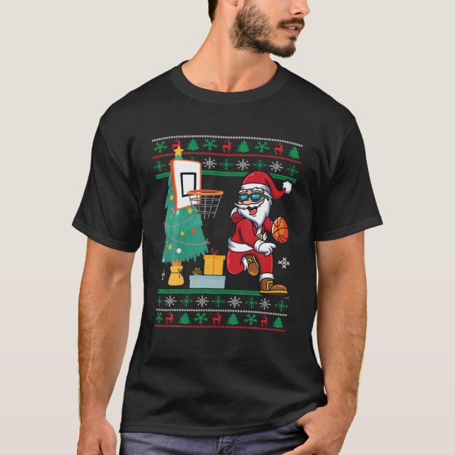 Navidades de baloncesto Sweater Dunking Santa Ugly (Anverso)