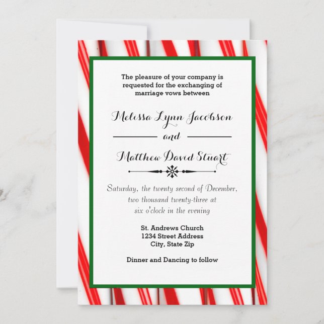 Navidades de bandas de menta - Invitación a la bod (Anverso)
