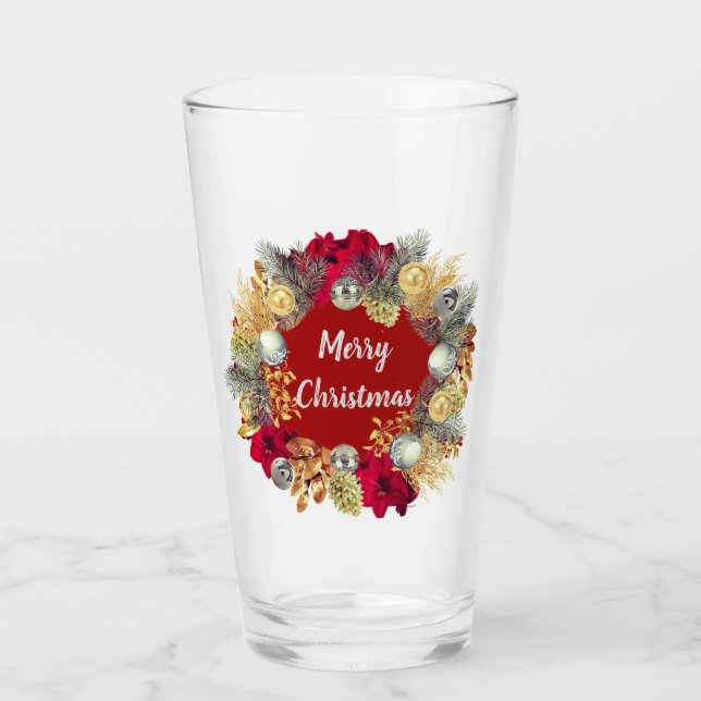 Navidades de Barware Festividad Tumbler de Vidrio (Anverso)