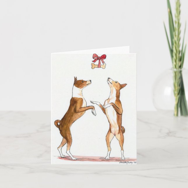 Navidades de Basenji Tarjeta de Nota de Arte de Ba (Anverso)