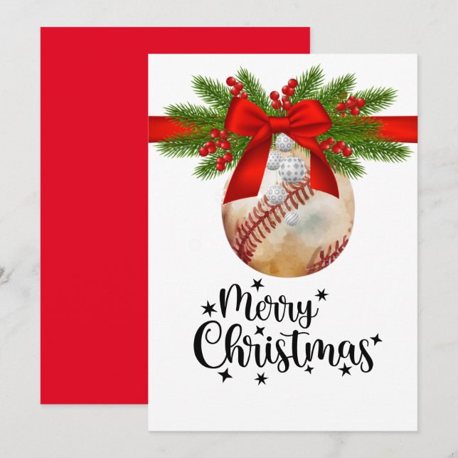 Navidades de béisbol tarjetas de felicitación para (Anverso / Reverso)