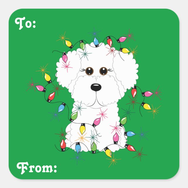 Navidades de Bichon Frise dan Pegatinas (Anverso)