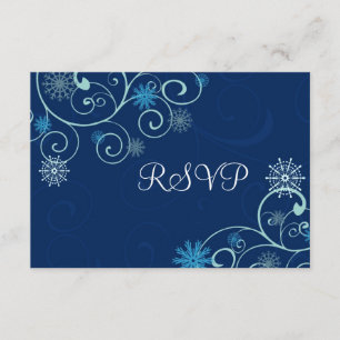 Navidades de Blue Swirls Boda Tarjetas RSVP