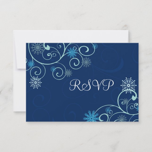Navidades de Blue Swirls Boda Tarjetas RSVP (Anverso)