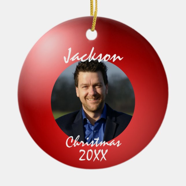 Navidades de boliche divertido ornamento cerámico (Frente)