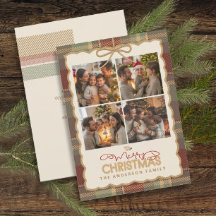 Navidades de borde de Tartán 4 Plantilla de fotogr