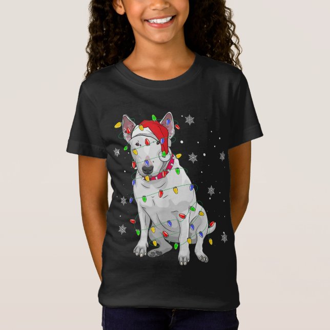 Navidades de Bull Terrier Sweater Dog Xmas Luces T (Anverso)