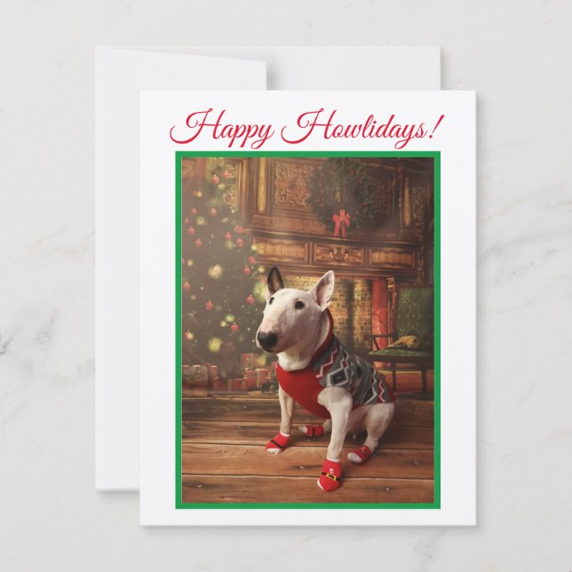 Navidades de Bull Terrier Tarjeta Santa Jumper (Anverso)