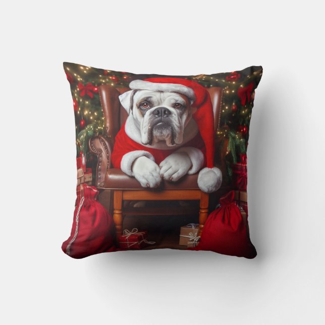 Navidades de bulldog almohada temática (Anverso)