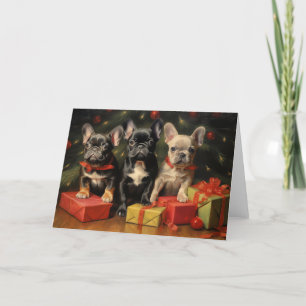 Navidades de Bulldog de Francia tarjeta de saludo