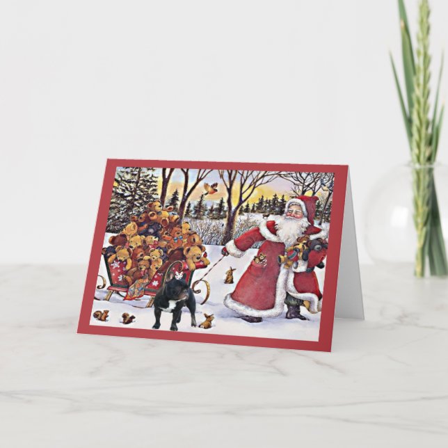 Navidades de Bulldog de Francia Tarjeta Santa Bear (Anverso)