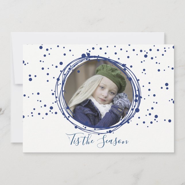 Navidades de burbujas de nieve con tarjeta de foto (Anverso)
