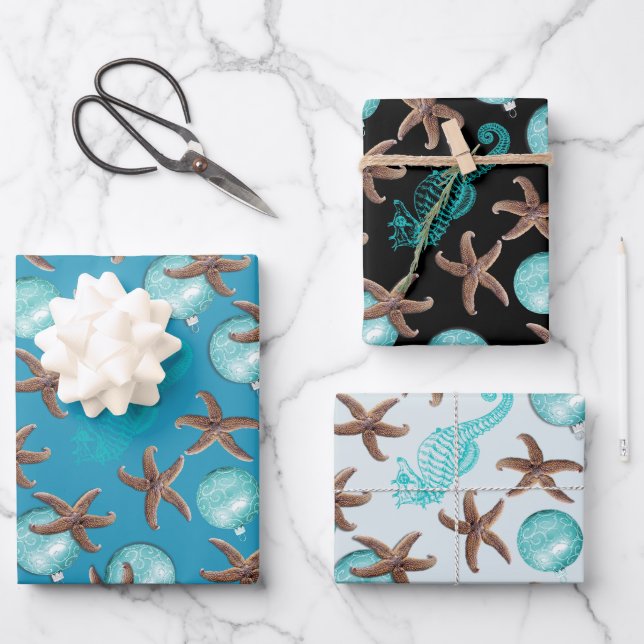 Navidades de caballos de mar Starfish Regalos Hoja (Anverso)