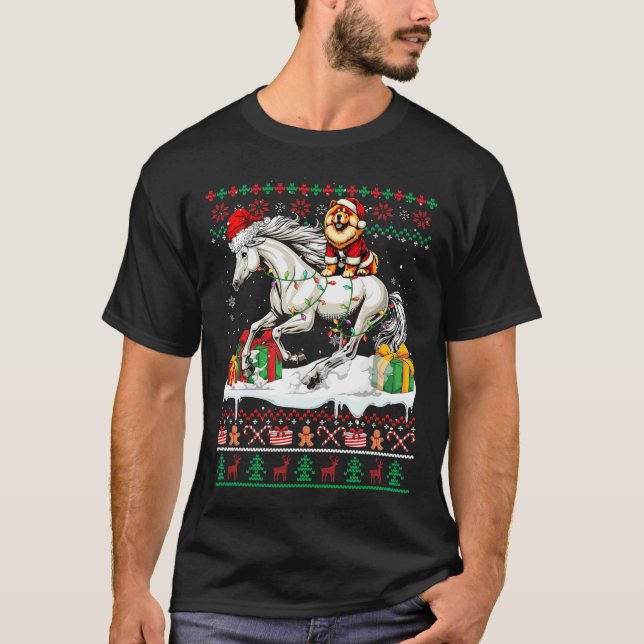 Navidades de caballos de Santa Chow Riding Sweater (Anverso)