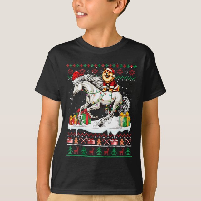 Navidades de caballos de Santa Chow Riding Sweater (Anverso)
