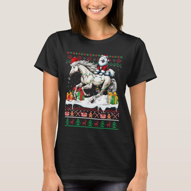Navidades de caballos de Santa Samoyed Sweater Lov (Anverso)