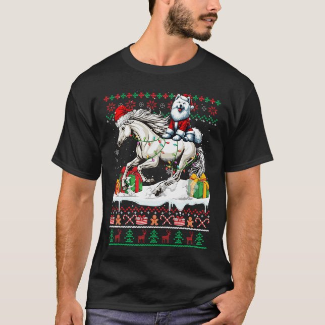 Navidades de caballos de Santa Samoyed Sweater Lov (Anverso)