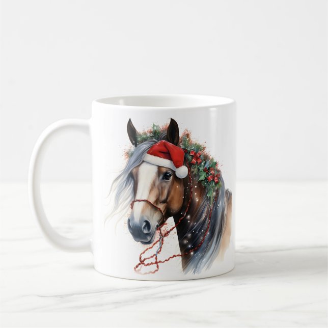 Navidades de caballos de vacaciones taza de café (Izquierda)