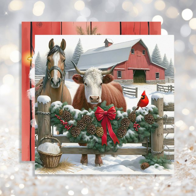 Navidades de caballos y vacas marrones (Subido por el creador)