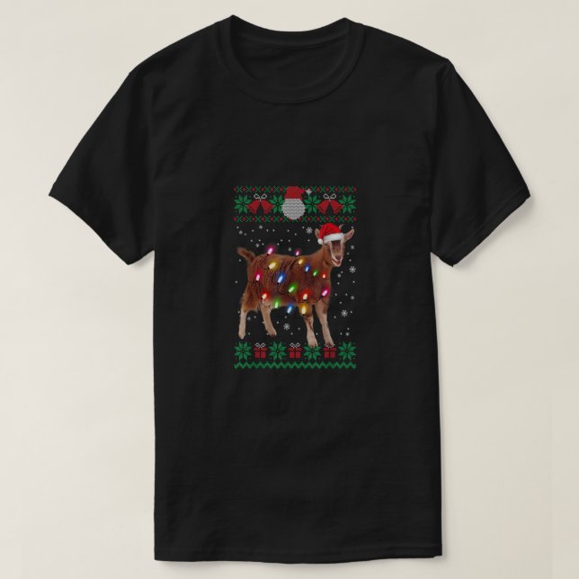 Navidades de cabra Sweater Goat Christmas Tree Lig (Diseño del anverso)