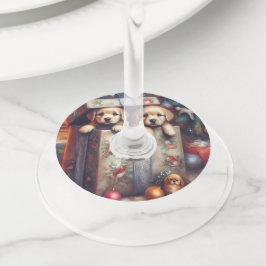 Navidades de Cachorros Encantadores y Etiquetas de