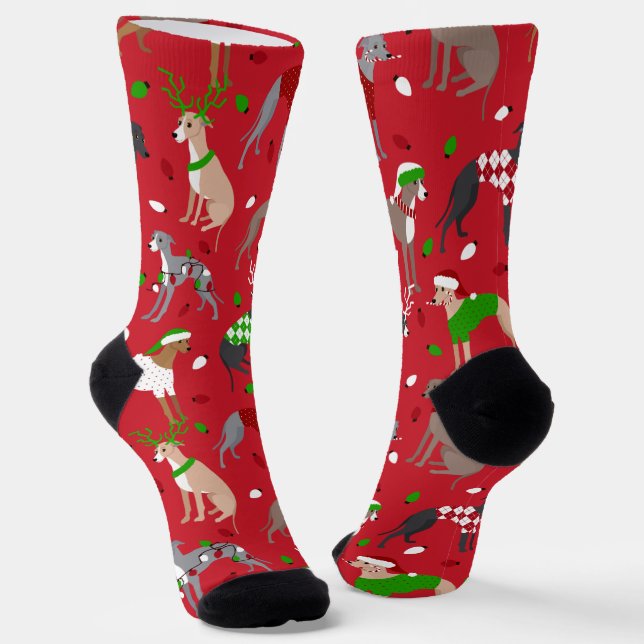 Navidades de calcetines de perro de Greyhound (Angular)